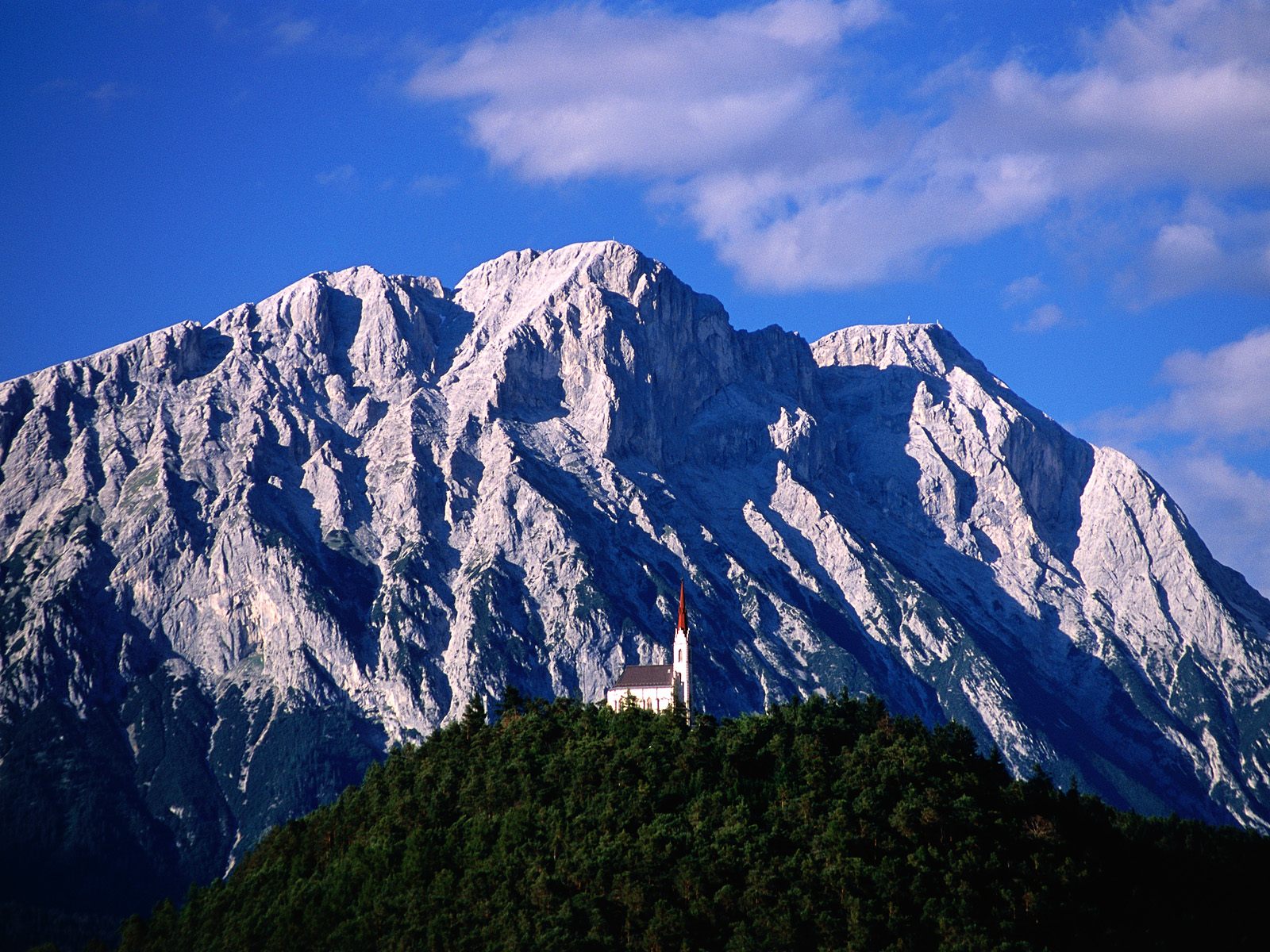 Hillside Church and Mount Griesspitzen Tirol Austria
