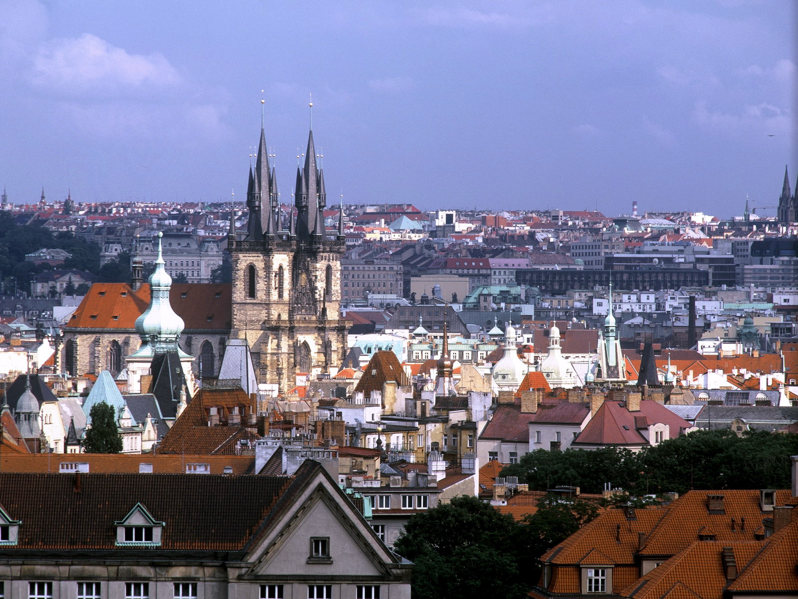 Panorama of the Church of Our Lady before Tyn Prague Czech Republic