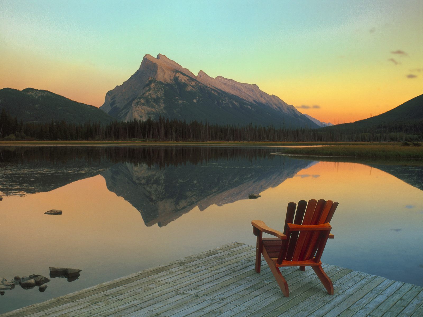 Vermillion Lake Escape Mount Rundle Reflected Banff National Park Canada