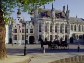 Horse Drawn Carriage Town Hall Brugge Belgium