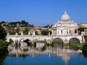 The Vatican Seen Past the Tiber River Rome Italy