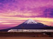 Shinkansen Bullet Train and Mount Fuji Japan