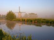 Windmill on the River Gein in Early Morning Abcoude Holland