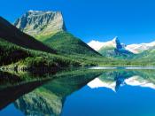 Mountains Mirrored St. Mary Lake Glacier National Park Montana